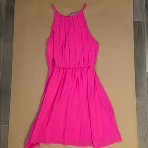 Hot Pink Chiffon Mini Dress